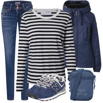 Kombinacije za zimu Prugasto sa Tamnoplava/Plava Majica I Top Veći Broj/Bluza Veći Broj SELECTED FEMME "Zimski outfit"
