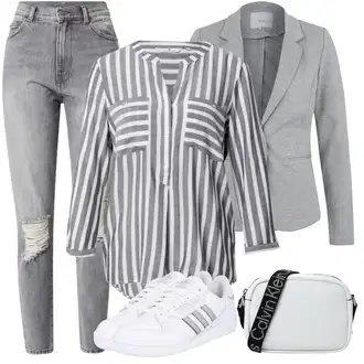 Kombinacije za zimu Prugasto sa Siva/Svjetlosiva Tunika Tom Tailor "Zimski outfit"