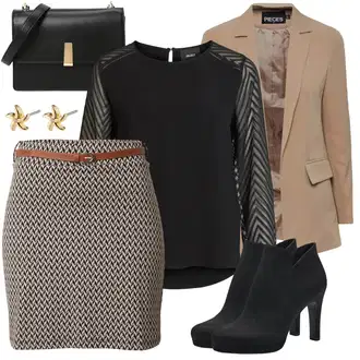 Kombinacije za zimu Midi sa Bež/Smeđa/Crvena Suknja About You "Zimski outfit"