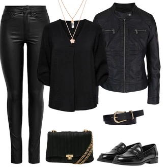 Outfity pro zábavu 50. Let s Černá Only, Bílá Vuch "Perfektní na jaro"Look: 50. Let, 20 léta, Unisex, Šik, Klasické, Elegantní, Lak, Premium, Glamourové, Nadrozměrné, Lesk