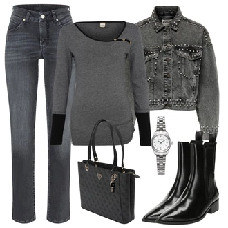 Outfity s botami s Černá/Hnědá/Bílá Chelsea Boty/Špičatá Kozačka/Plochá Kotníková Bota/Kožená kotníková bota About You "Perfektní na zimu"