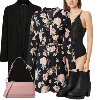 Zapínání na knoflíky Outfit s Růžová/Oranžová/Fialová/Červená/Hnědá Košilové šaty/Šaty S Potiskem/Zavinovací Šaty/Šaty na Podzim/Pouzdrové Šaty S Dlouhým Rukávem/Halenkové Šaty/Šaty s Páskem/Tunikové šaty Only "Perfektní na zimu"