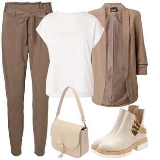 Lehké Outfit s Béžová/Khaki Kotníková Bota s Podšívkou/Kožená kotníková bota/Kožená bunda/Zimní kotníková bota/Chelsea Boty/Plochá Kotníková Bota/Letní kotníková kozačka/Nezařazené Lascana "Perfektní na zimu"