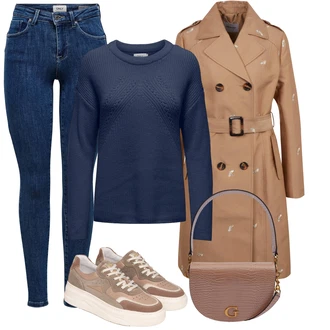 Outfity na zimu Dlouhé s Hnědá/Růžová/Béžová/Fialová/Červená Taška Přes Rameno/Malá Taška/Dopisová peněženka/Sportovní Taška Přes Rameno Guess "Perfektní na zimu"