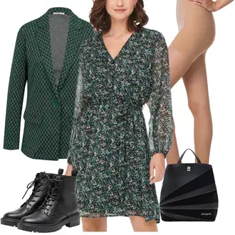 Outfity na zimu Květovaný s Tmavě Zelená/Zelená Only "Perfektní na zimu"