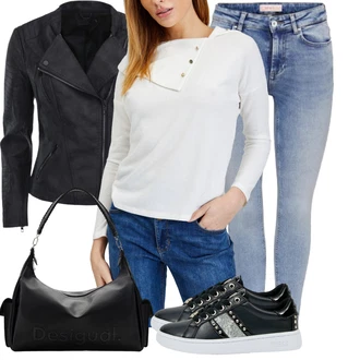 Outfit s Černá Bota Tenisky s Bočním Zipem/Nízká Teniska/Teniska se Třpytkami/Úzká teniska/Kožené tenisky/Teniska s dírkovaným vzorem Guess "Perfektní pro volný čas"