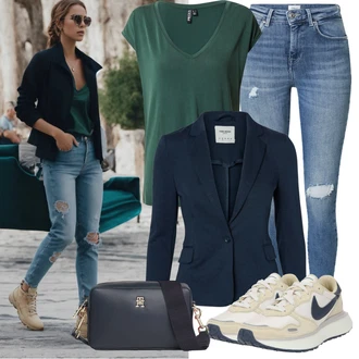 Outfity z džínu Mom Posilování s Zelená/Tmavě zelená/Tyrkysový Tričko s krátkým rukávem/Tričko/Jednoduchý top/Pánské boty/Krátký top/Sportovní tričko/Ležérní top/Neformální tričko/Košilový top/Tričko s vodopádovým výstřihem Pieces "Perfektní pro volný čas"Look: Rad, Emo, Boho, Univerzitní, Mom, Posilování, Aerobní, Baseball