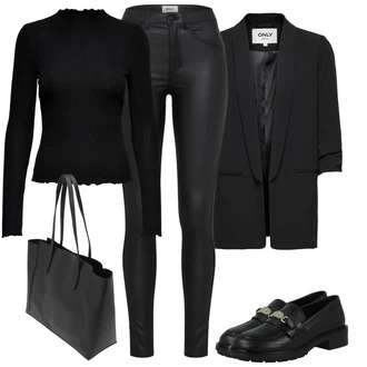 outfit mit Črna/Bela/Rjava Čevlj Poslovna Obutev/Loafer Čevelj/Trotteur/Nizki čevelj s platformo Tommy Hilfiger "pomladanski outfit"