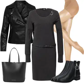 Black Outfits Off-Shoulder mit Temno siva/Bela/Črna/Siva/Rjava Nakupovalna torba/Nakupovalka/Velika torba Tommy Jeans "Pomladanski Outfit"
