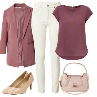 outfit mit Krem/Bela/Khaki/Bež Usnjena Jakna/Ozke Kavbojke/Push up Kavbojke/Ženske 7/8 Kavbojke/Zimska jakna/Kavbojke z Razporkom/Kavbojke Visokega Pasu/Termodžinsi/Gležnarji/Usnjene Čevlje/Capri Kavbojke/Odrezane Kavbojke Only "Poslovna oblačila"