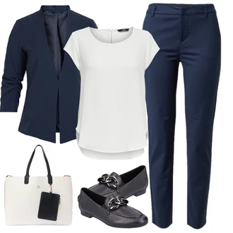 Outfit sa Tamnosiva/Smeđa/Crna/Siva Trotteur/Loafer Cipela/Poslovna Obuća REMONTE "Outfit za ljeto"