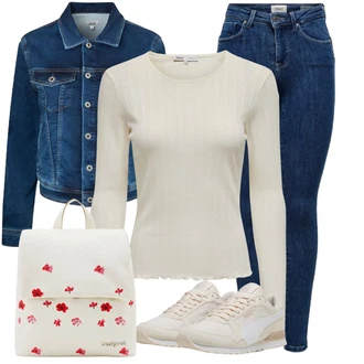 Retro Outfit s Bílá/Bé?ová/Krémová Teniska Letní Tenisky/Vintage Teniska/Úzká Teniska/Nízká Teniska Puma "Praktický vzhled"Look: Estetika, S pr?svitem, Sportovní, Elegantní, Klasické, Streetwear, Le?érní, Retro, Chytrý p?íle?itostný