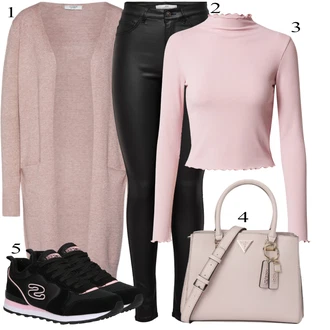 Outfits for chubby mit Črna Hlače iz Imitacije Usnja/Pajkice Usnjena pajkica/Leginge v Videzu Usnja/Usnjena Hlača/Skinny Hlače/Lack Pajkica JdY "Obleka za prosti čas"