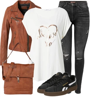 Outfity pro zábavu s Černá/Světle šedá/Tmavě šedá/Šedá Kožená bunda/Kožené bundy/Motorkářské Džíny/Džíny s Dírou/Džíny s Rozparkem Only "Každodenní vzhled"