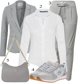 Ovratnik s pritrdilnimi gumbi outfit mit Krem/Bela Srajca/Bluzasti Body/Slim Fit Bluza VERO MODA "Obleka za prosti čas"