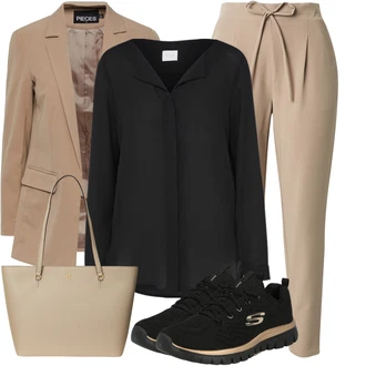 Outfit s Černá Halenka S 3/4 Rukávem/Halenkové Body/Halenka se Stojatým Límcem/Halenka s Dlouhým Rukávem/Tunikové Tričko/Dlouhá Halenka/Businessová Halenka/Slip-on Halenka/Blůza s knoflíčkem Vila "Praktický vzhled"