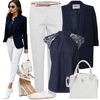 Outfity pro práci s Šedá/Khaki/Bílá 7/8 Kalhoty/Navlékací Kalhoty/Boyfriend Kalhoty/Business Kalhoty/Twillová Kalhoty/Úzká Kalhoty/Bavlněná Kalhoty B.young "Stylový vzhled"