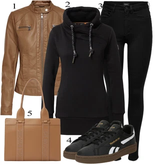Outfits for chubby mit Črna/Temno modra Pajkice Pletena Pajkica/Pajkice z Razporkom/Neprosojna Pajkica/Usnjena Jakna/Oblikovana Pajkica/Tople Pajkice/Športna Pajkica/Podložena Pajkica/Baumwoll Pajkica Only "Obleka za prosti čas"