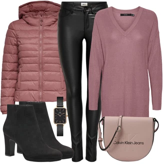 Outfit sa Crvena/Pink/Ljubičasta Prošivena Jakna/Jakna s Kapuljačom/Puferica Jakna/Zimska Jakna/Održiva Jakna/Jesenska Jakna/Ljetna pod-Jakna/Jakna za Pakiranje/Donja Jakna Only "Ležerni look za slobodno vijeme"