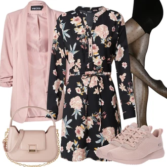 Zapínání na knoflíky Outfit s Růžová/Oranžová/Fialová/Červená/Hnědá Košilové šaty/Šaty S Potiskem/Zavinovací Šaty/Šaty na Podzim/Pouzdrové Šaty S Dlouhým Rukávem/Halenkové Šaty/Šaty s Páskem/Tunikové šaty Only "Každodenní vzhled"