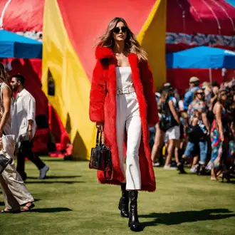 Šik Svatovski gost Outfit sa Elegantni Kombinezon/Plisirani Kombinezon/Kombinezon s halterima/Vjenčanje Kombinezon/Ljetni Kombinezon/Kombinezon širokih nogavica Trendyol "Sjajan festivalski izgled s crvenim kaputom"Look: GoGo, Premium, Besprijekorno, Seksi, Chic, Šik, Običan, Elegantan, Preodjeven, Mokri izgled, Prekrasan, 70-ich