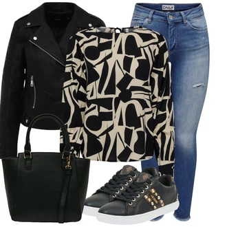 Trendový Outfit s Černá/Zlatý Teniska Tenisky s Bočním Zipem/Teniska teddy/Teniska se Třpytkami/Úzká Teniska/Kožené Tenisky/Nízká Teniska Guess "Skvělý vzhled pro volný čas"Look: Ležérní, Šik, Lak, Lev, Metal, Sportovní, Streetwear, Trendový, Unisex