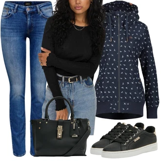 Outfit s Hnědá/Tmavě modrá/Červená Plachtařská bunda/Udržitelná bunda/Otočná Bunda/Tréninkové Bundy/Fleecová Bunda Pletená Fleecová Bundy/Bunda s Kapucí/Krabice bunda/Funkční Bunda/Jacquard Bund Alife and Kickin "Skvělý vzhled pro volný čas"