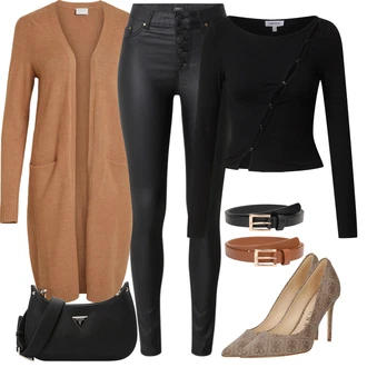 outfit mit Bež/Siva/Rjava Elegantni Čevelj/Visoka Peta Črpalka/Vintage Črpalka/Udobna črpalka/Visoka petka/Poslovna Obutev/Women's Cloth shoes/Čevelj Z Visoko Peto Guess "Slovenia Sodobni Pomladni putfit"