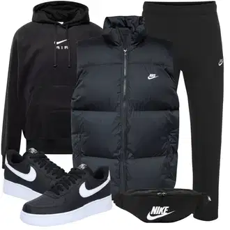 Sport Outfits Kurvige mit Schwarz Parka große Größe Nike Sportswear "Sport Outfit"