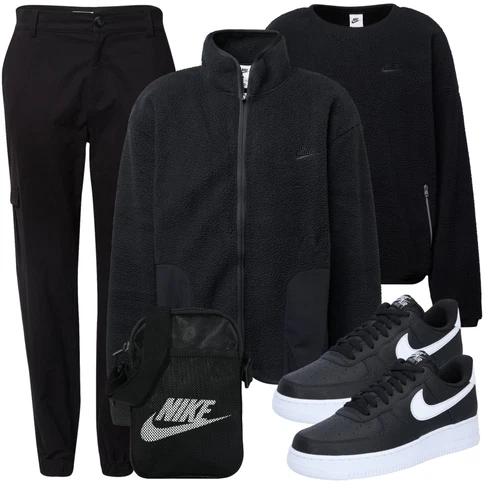 Dunkelblau/Schwarz Strickjacke Gefüttert/Stehkragen-Strickjacke/Wolle Strickjacke Nike Sportswear kombinieren