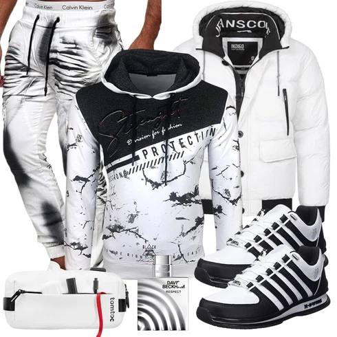 Weiß/Creme Schneejacke/Kunstfaserjacke/SommerDaunenjacke/Winterjacke/Daunenjacke/Puffer Jacke Indicode kombinieren