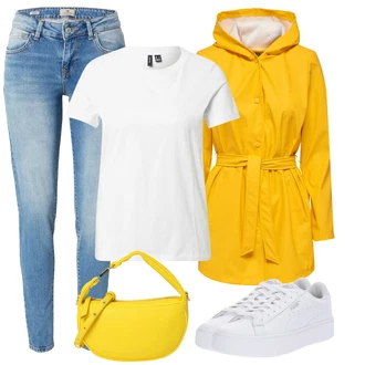 Outfit s Žlutá Pláštěnka/Pláštěnka & Funkční Kabát/Lehký Kabát/Letní Kabát JdY "Sportovní zimní outfit"