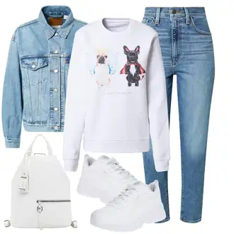 Outfity na zimu Styl 50. Let s Světle modrá/Modrá Mom Jean/Girlfriend Džíny/Vintage džíny/High Waist Džínové Kalhoty/Dad Džíny/Dámské Džíny s Délkou 7/8/Zužující se Džíny/Zkrácené Džíny/Džíny s Rozparkem/Kotníková Bota levi's ® "Sportovní zimní outfit"Look: Styl, Mom, 50. Let, 90tá léta, Cool, Old Money, Vintage, Western