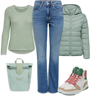 Outfity na zimu s Modrá/Světle modrá Pánské tričko/Zvonové Džíny/Džíny s Nízkým Sedem/Džíny s Rozparkem Only "Sportovní zimní outfit"