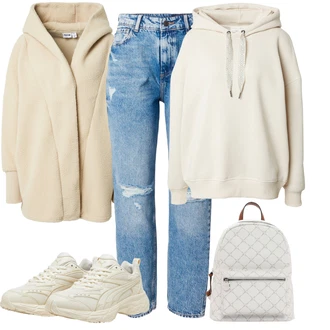 Outfit s Hnědá/Béžová/Khaki Podzimní bunda/Zimní Parka/Vlněná Bund/Udržitelná bunda/Zimní Bund/Plyšová Bund/Bunda s Kapucí Noisy may "Sportovní zimní outfit"