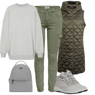 Respira Outfit s Šedá/Hnědá/Světle šedá Teniska na platformě/Tenisky s Bočním Zipem/Úzká Teniska/Zimní Tenisky/Kožené Tenisky Geox "Sportovní zimní outfit"