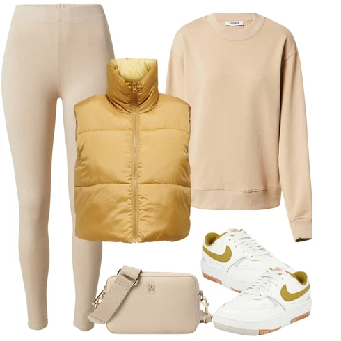 Kombinace Béžová/Hnědá/Khaki Legíny s Vysokým Pasem/Pletený Legín/Bavlněné Legíny/Legíny s Rozparkem/Formovaná Legína/Teplé Legíny/Tregíny/Termo Kalhoty/Neprůhledný Legíny About You