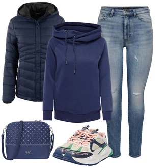 Outfit s Bílá/Zelená/Vícebarevný Teniska Chunky Tenisky/Nízká Teniska/Teniska s dírkovaným vzorem/Letní Tenisky/Vintage Teniska Tommy Jeans "Sportovní zimní outfit"