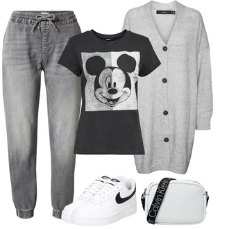 Džínovina Outfit s Šedá/Tmavě šedá/Světle šedá Boyfriend Džínové kalhoty/Zužující se Džíny/Termální Džíny/Pánské tričko/Kožená bunda/Dad Džíny/Sweat Džíny/Mom Jean/Girlfriend Džíny/Formální Košile Only "Sportovní zimní outfit"