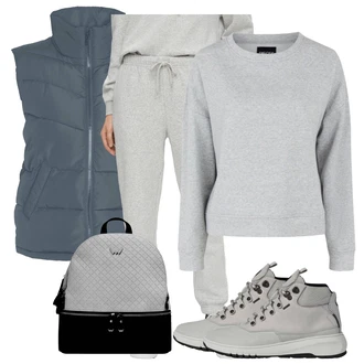 Respira Outfit s Šedá/Hnědá/Světle šedá Teniska na platformě/Tenisky s Bočním Zipem/Úzká Teniska/Zimní Tenisky/Kožené Tenisky Geox "Sportovní zimní outfit"