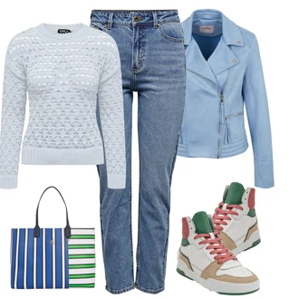 Outfity pro zábavu 50. Let s Tommy Hilfiger "Sportovní zimní outfit"Look: 50. Let, Preppy, Lehký, Blokování barev