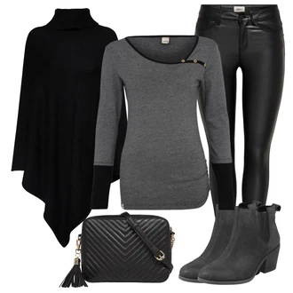 Outfit sa Crna/Tamnosiva Chelsea Gležnjača/Kaubojska čizma/Kožna Jakna/Kožna gležnjača/Gumena Gležnjača/ljetna gležnjača/Podstavljena Gležnjača/Western Gležnjača TOMS "Svakodnevni izgled"