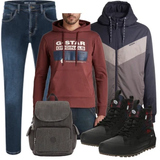 Herbst Outfit mit Schwarz/Lila Wasserdichter Outdoorschuh/Herren Lederschuhe/Trekkingstiefel/Winter Sneaker/Sneaker Mit Lochmuster/Wasserfester Schuh/Wasserdichter Stiefel Vans "Street Style Outfit"