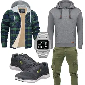 7/8-lang Outfit mit Dunkelgrün/Grün CargoHose/Cargo-JoggingHose/Kurze Hose/Capri/Cargo Short Cassiecy "Street Style Outfit"