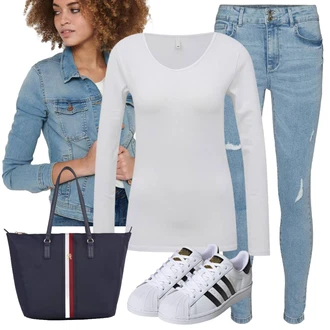 Superstar Outfit sa Bijela/Crna/Srebro/Siva Vintage tenisica/Ljetna tenisica/Tanka tenisica/Kožna tenisica/Niska Tenisica Adidas Originals "Ulični Stil Odjeće"