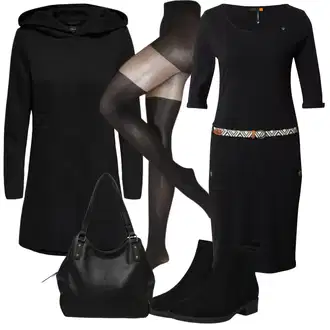 Outfit s Černá Přechodový Kabát/Softshellový Kabát/Kabát s Kapucí/Lodenový kabát/Scuba Kabát Only "Cool každodenní outfit"