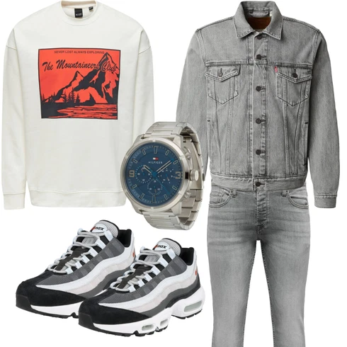 Grau Hoodie Sweatshirt Only & Sons kombinieren