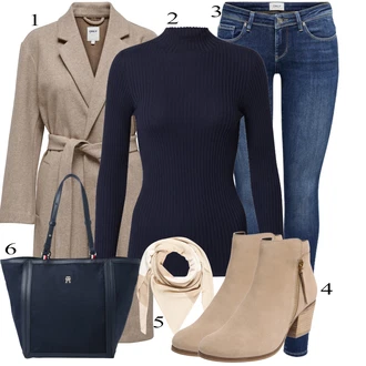 Beige Outfits mit Modra Only "Obleka za prosti čas"