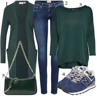 Black Outfits Off-Shoulder mit Zelena/Temno zelena Torba za čez ramo/Billfold/Mini torbica/Baguette torba "Obleka za prosti čas"