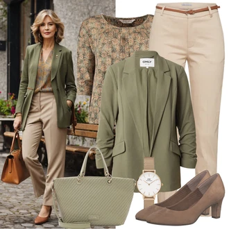 Old Money Outfit s Krémová/Zlatý Řetízkové Hodinky/Náramkové Hodinky/Baterie hodinek/Nástroj pro Hodinky/Dárkový set hodinek Daniel Wellington "Stylová kombinace pro jaro"Look: Lesk, Burleska, Klasické, Elegantní, Kovbojka, Disko, Old Money, Retro, 80tá léta